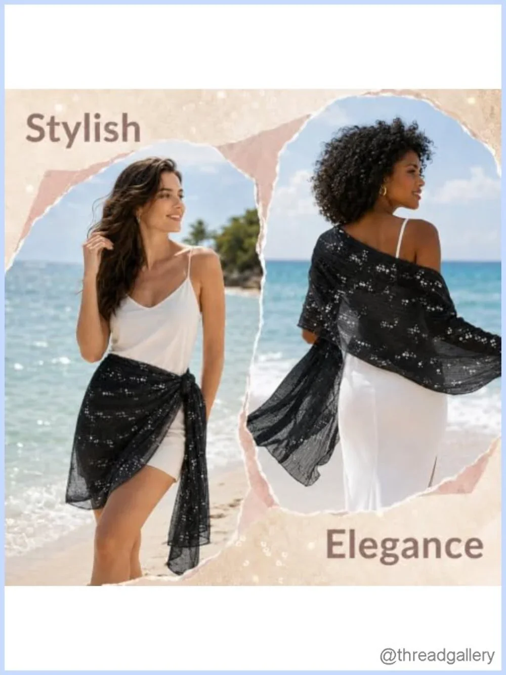 Sequin Neck Scarf for Women Lightweight Sheer Fashion Scarf 70.8x31.5
